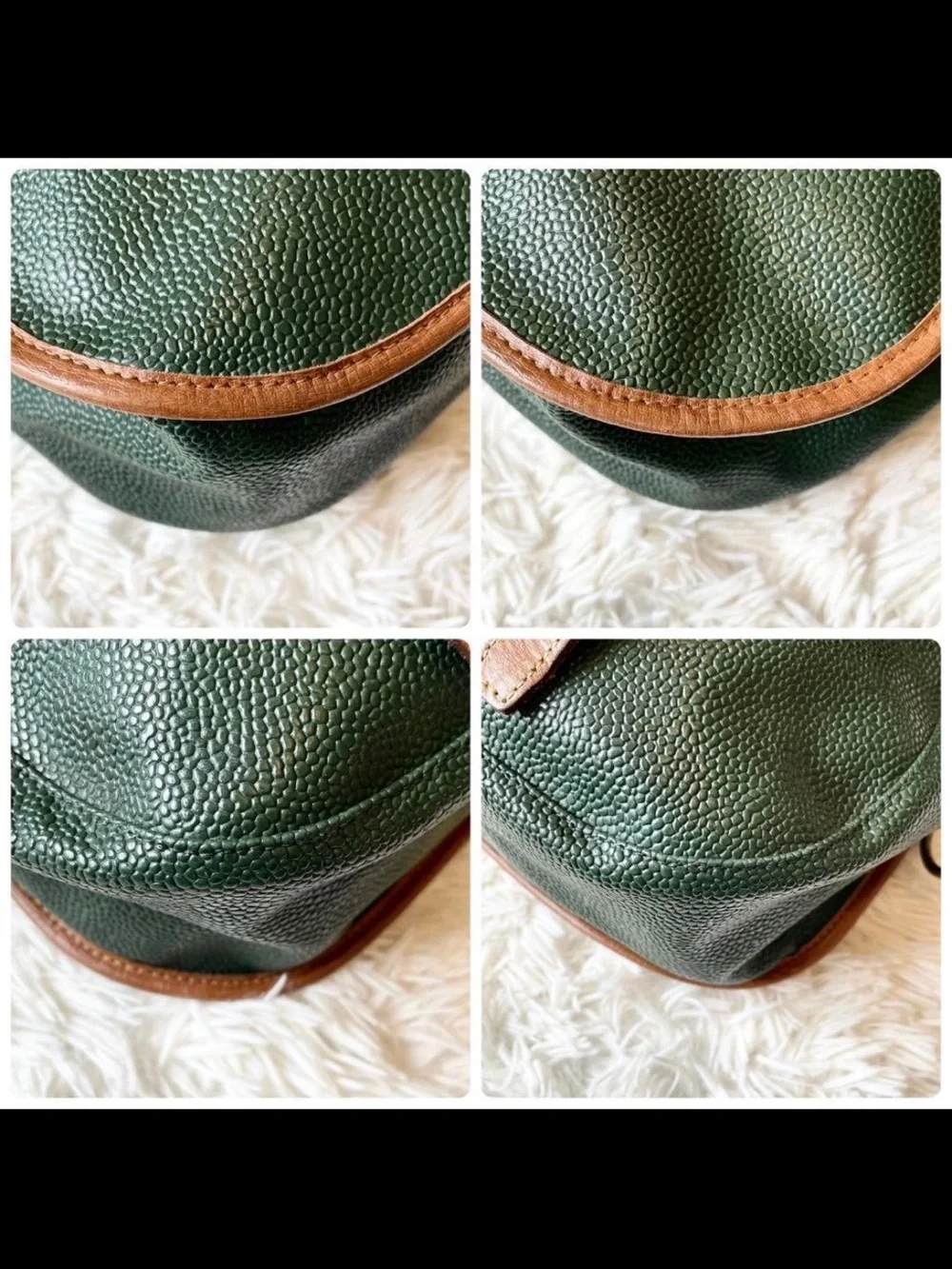 Mulberry Green Leather Messenger Bag with Brown Trim